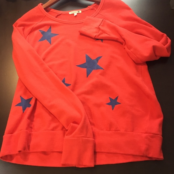 Sundry red orange with blue stars sweatshirt size1 - Picture 8 of 10